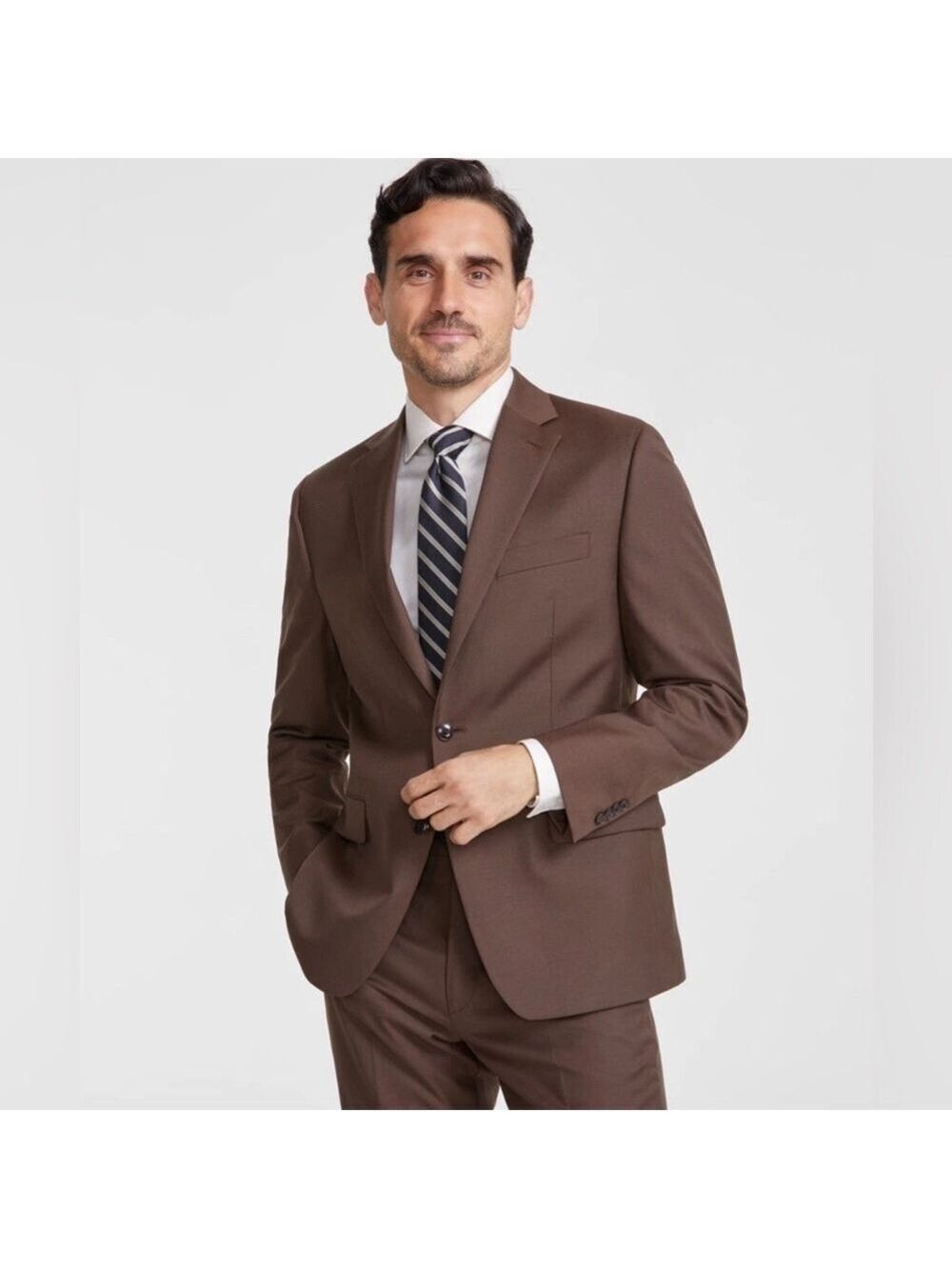 Michael Kors Mens Classic Fit Wool Suit Jacket Blazer Sports Coat in Brown Solid